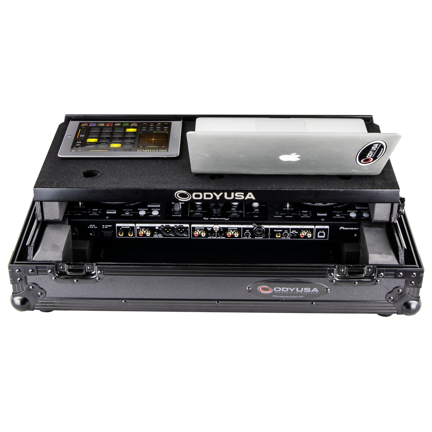 Odyssey FZGSPIXDJRR1BL - Black Pioneer XDJ-RR Bottom 1U Rack Space Flight Case with Glide Platform