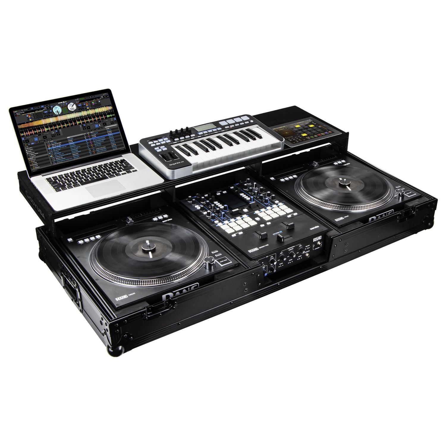 Odyssey FZGSPRA1272WBL - Rane Seventy / Seventy-Two and Rane Twelve Remixer Black Glide Style DJ Coffin Case.
