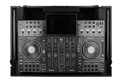 Odyssey FZGSPRIME4W2BL - Denon Prime 4 Black Flight Case with Patented Glide Laptop Platform and 2U Rack Space
