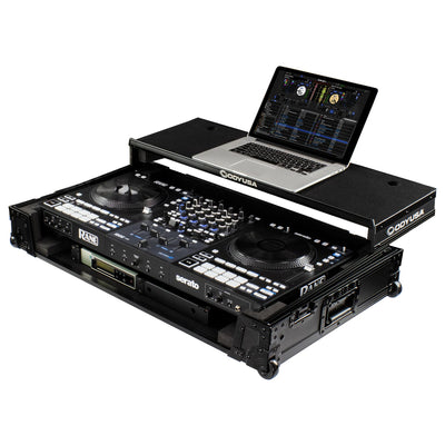 Odyssey FZGSRANE4W1BL - RANE FOUR Black Label 1U Flight Case with Glide Style Laptop Platform and Wheels