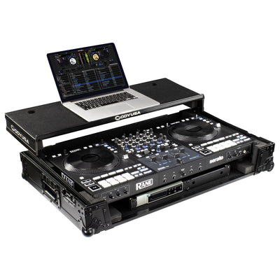 Odyssey FZGSRANE4W1BL - RANE FOUR Black Label 1U Flight Case with Glide Style Laptop Platform and Wheels