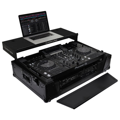 Odyssey FZGSXDJRX2W2BL - Black Pioneer XDJ-RX / XDJ-RX2 Flight Case with 2U Rack Space and Glide Platform
