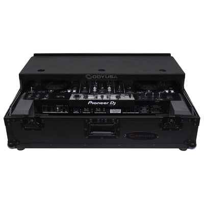 Odyssey FZGSXDJRX2W2BL - Black Pioneer XDJ-RX / XDJ-RX2 Flight Case with 2U Rack Space and Glide Platform