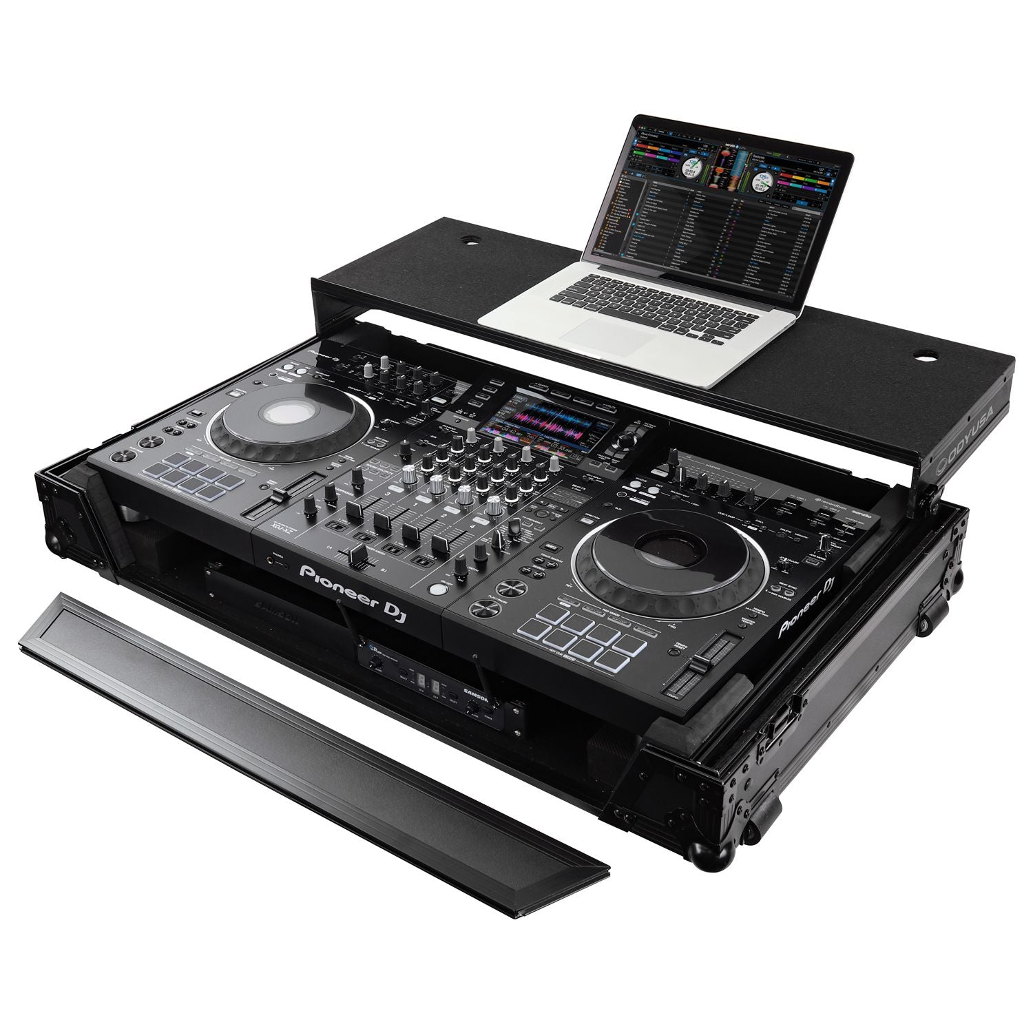 Odyssey FZGSXDJXZW1BL - Pioneer XDJ-XZ Black Label Glide Style Case With Wheels and 1U Rack.