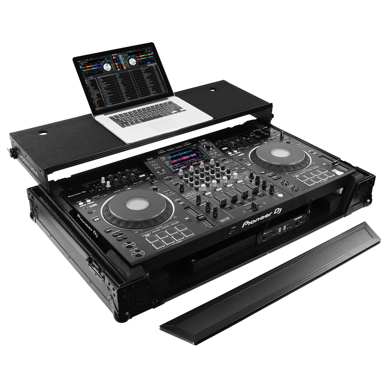 Odyssey FZGSXDJXZW1BL - Pioneer XDJ-XZ Black Label Glide Style Case With Wheels and 1U Rack.