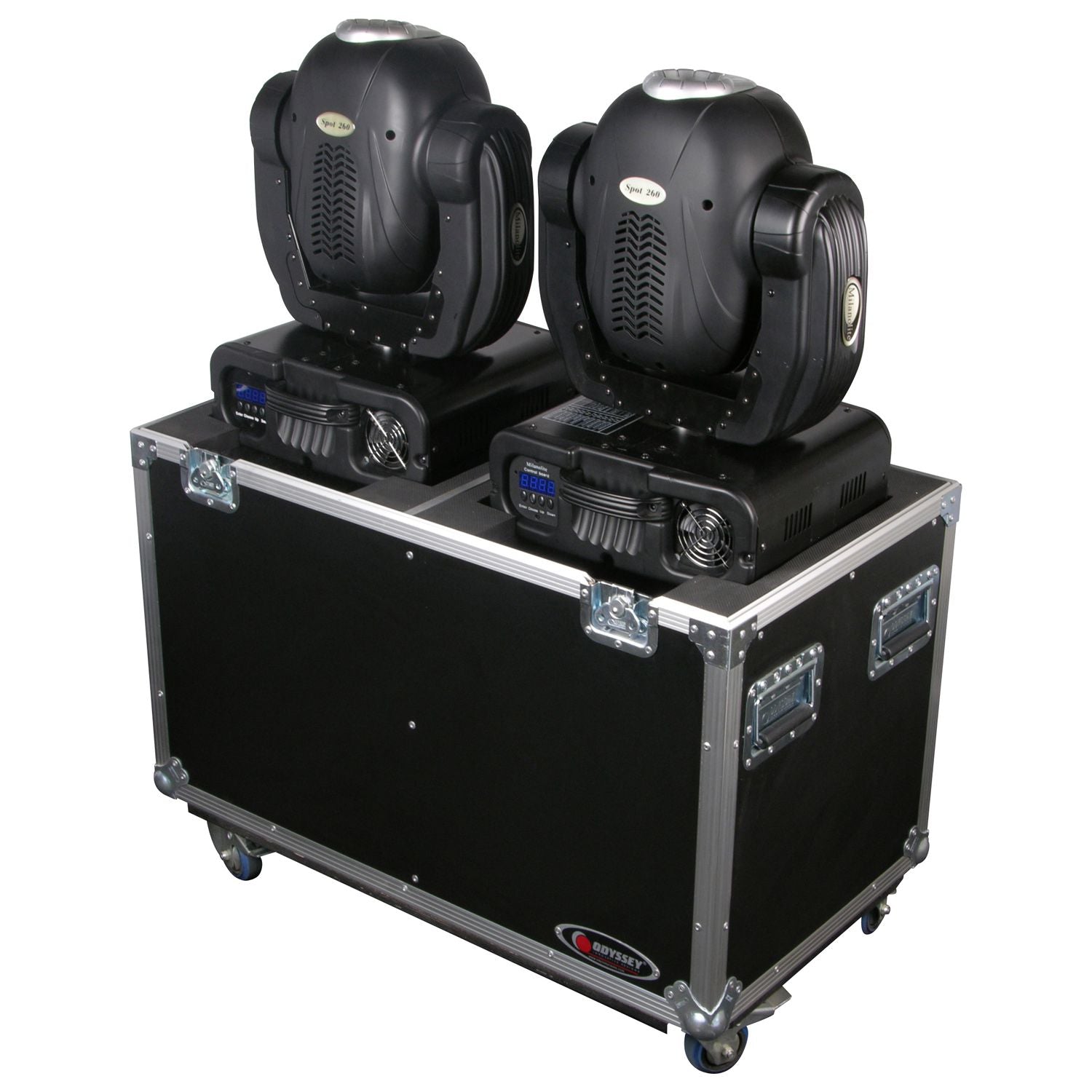 Odyssey FZMH250X2W - Universal Dual Large 250 Moving Heads Lighting Flight Case with Wheels