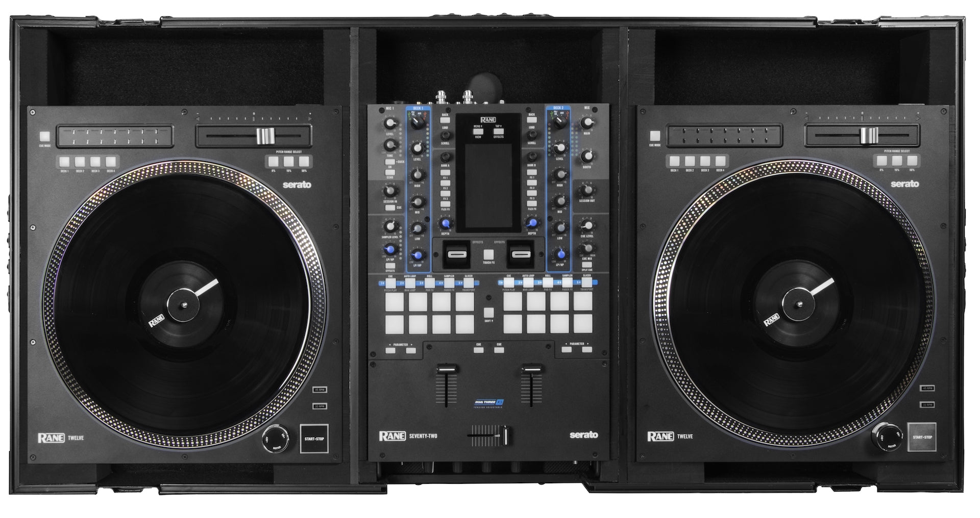 Odyssey FZRANE1272WBL - Coffin, All Black, Fits a Rane Seventy-Two + 2 Rane Twelve in Battle Position