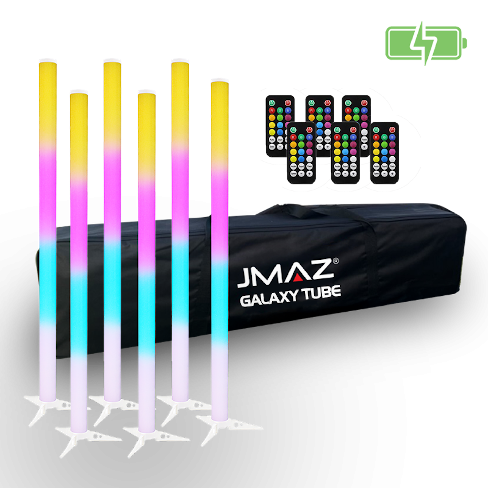 JMAZ Galaxy Tube 6PK - Galaxy 6PK Battery Powered 96W RGB LED Tube Kit (Pack of 6)