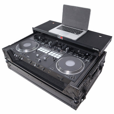 ProX XS-DDJREV7WLTBL - ATA Style Flight Case for Pioneer DDJ-REV7 DJ Controller with Laptop Shelf Wheels and 1U Rackspace Black Finish