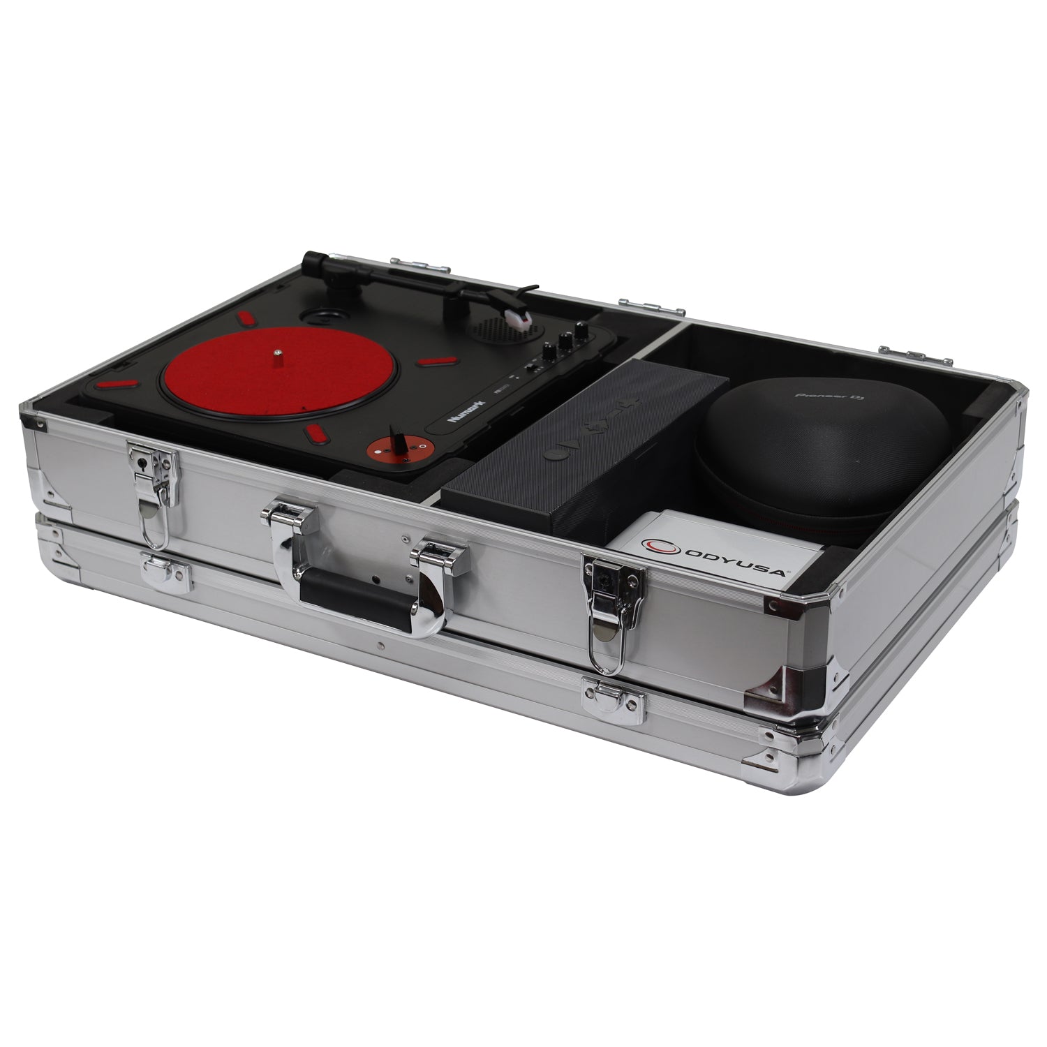 Odyssey KPT01SCSIL - KROM Series Silver Numark PT01 Portablist Case with Side Compartment