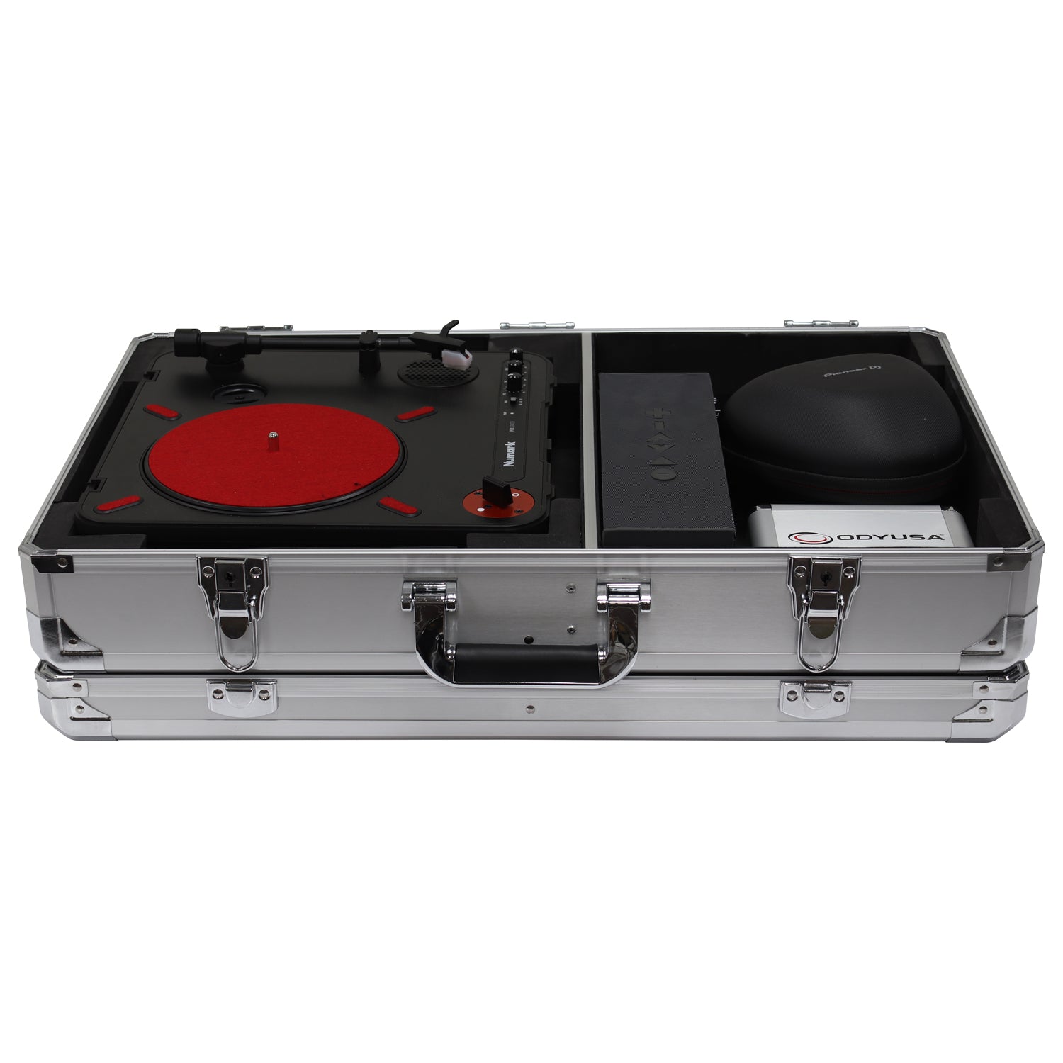 Odyssey KPT01SCSIL - KROM Series Silver Numark PT01 Portablist Case with Side Compartment