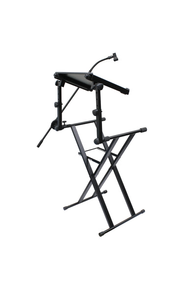 Odyssey LTBXS2MTCP - X-Stand Combo Pack Dual Tier Heavy-Duty Folding Stand with Microphone Boom and Laptop/Gear Shelf