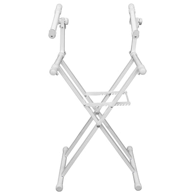 Odyssey LTBXS2WHT - White Heavy-Duty Two Tier X-Stand for DJ Coffins and Controller Cases.