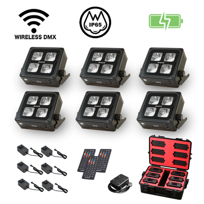 JMAZ MAD PAR 4IP 6PK - 6x 60W RGBWA+UV LED Battery Powered Outdoor Uplight Kit (Package of 6)