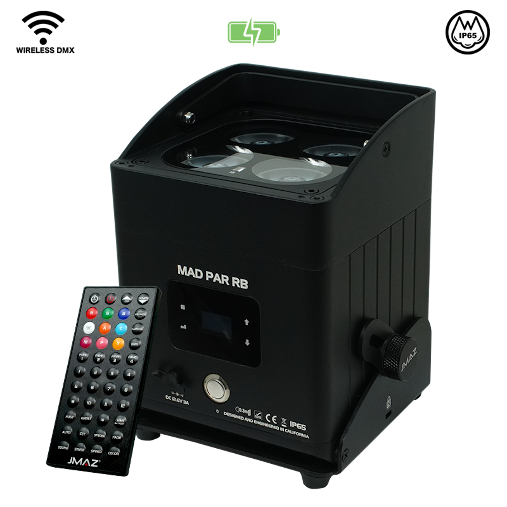 JMAZ MAD PAR RB - 80W RGBAL+C LED Swappable Battery Powered Outdoor Uplight