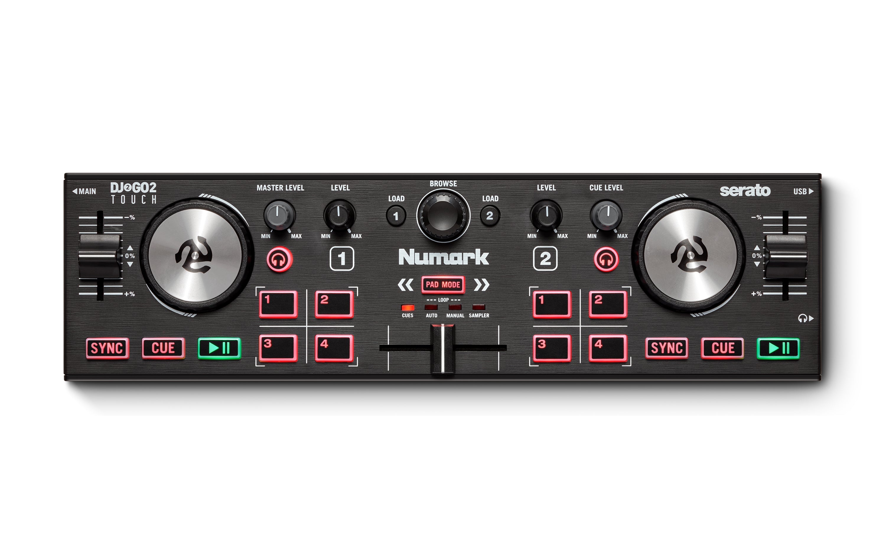 Numark DJ2GO2 Touch Pocket DJ Controller with Touch Jog Wheel