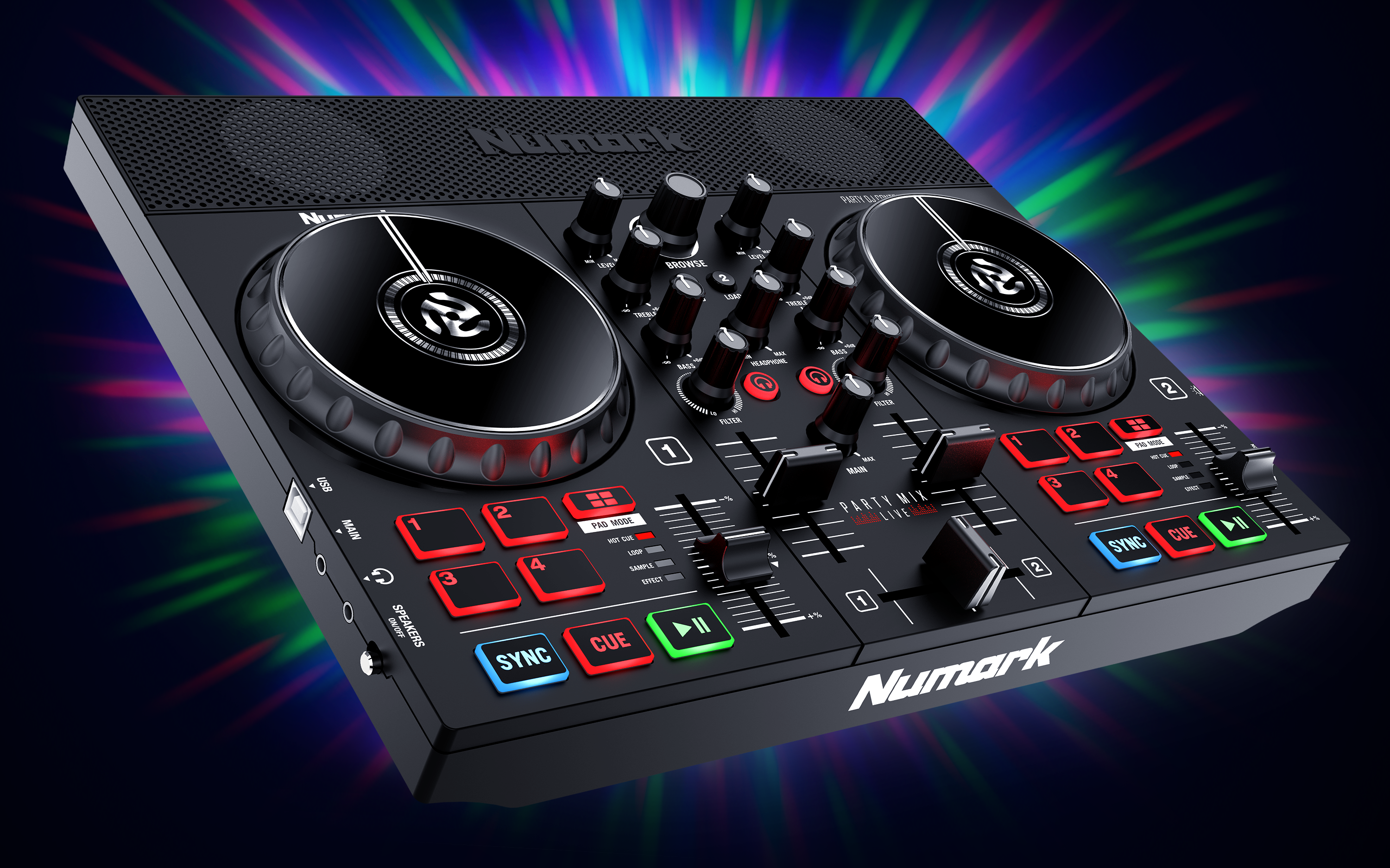 Numark Party Mix Live - DJ Controller with Built-In Light Show and Speakers