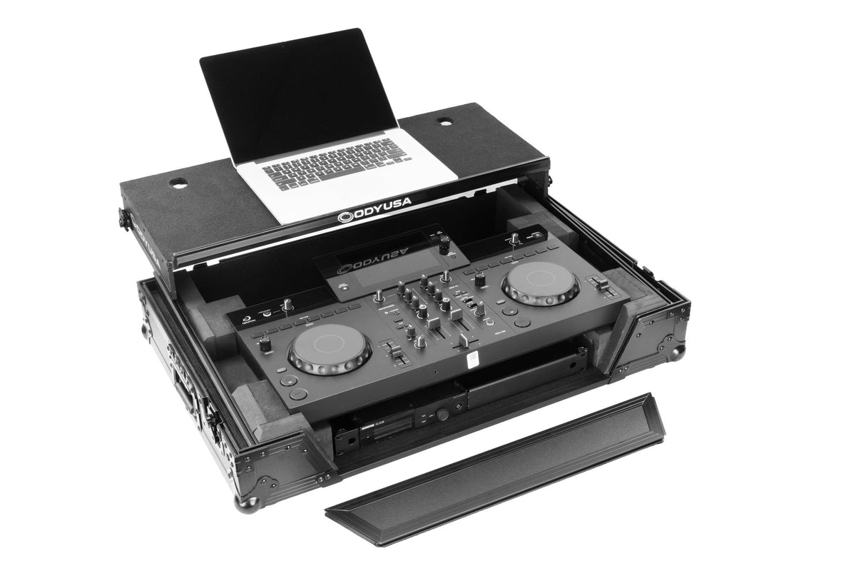 Odyssey FZGSXDJANW1BL AlphaTheta XDJ-AN Black Label 1U Flight Case with Glide Style Laptop Platform and Wheels image 3