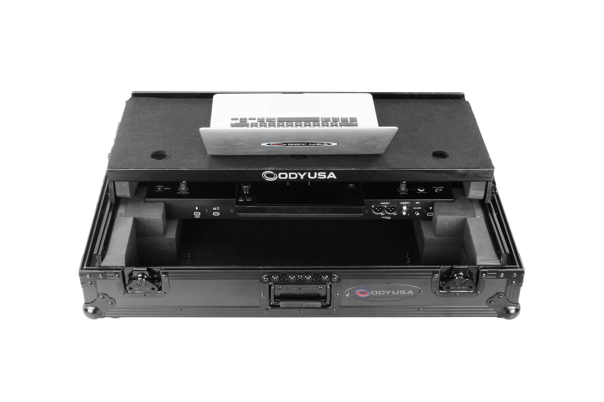 Odyssey FZGSXDJANW1BL AlphaTheta XDJ-AN Black Label 1U Flight Case with Glide Style Laptop Platform and Wheels image 4