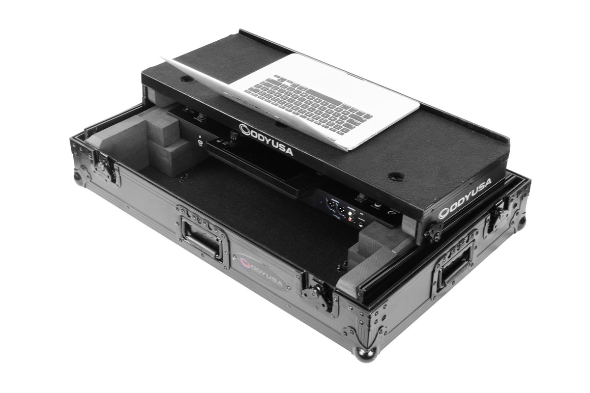Odyssey FZGSXDJANW1BL AlphaTheta XDJ-AN Black Label 1U Flight Case with Glide Style Laptop Platform and Wheels image 5