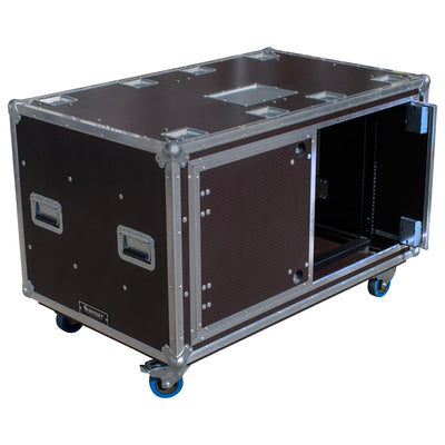 Odyssey OPSR2X12U483032WBRN - Odyssey Professional 48" x 30" x 32" Dual 12U Brown Hex Board Slam Rack with Caster Wheels.