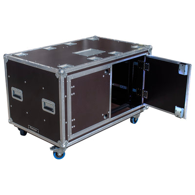 Odyssey OPSR2X12U483032WBRN - Odyssey Professional 48" x 30" x 32" Dual 12U Brown Hex Board Slam Rack with Caster Wheels.
