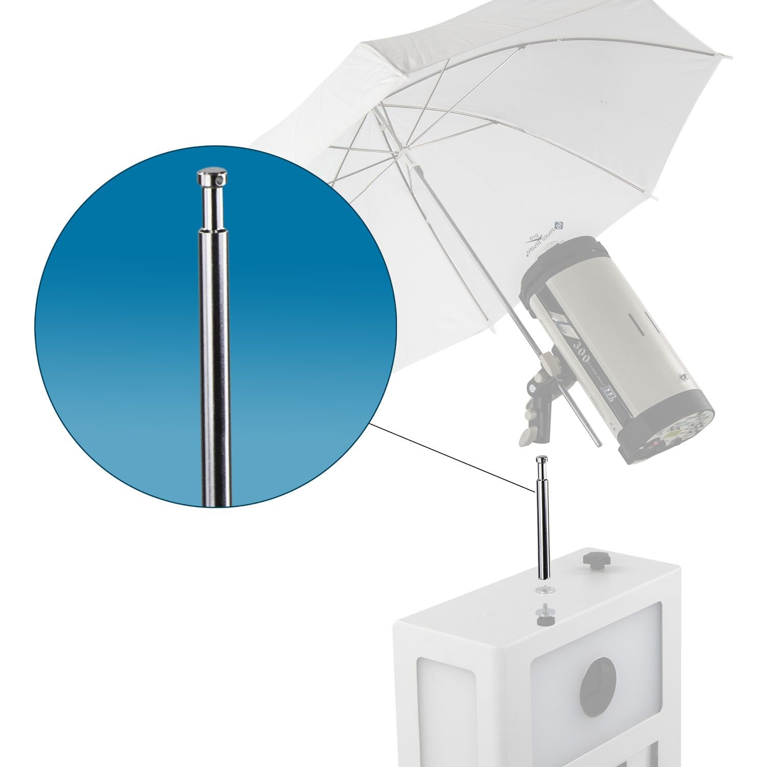 Odyssey PBBABYPIN9 - Polished Aluminum 9" Long 5/8" Baby Pin Majestic Photo Booth Flash Mount.