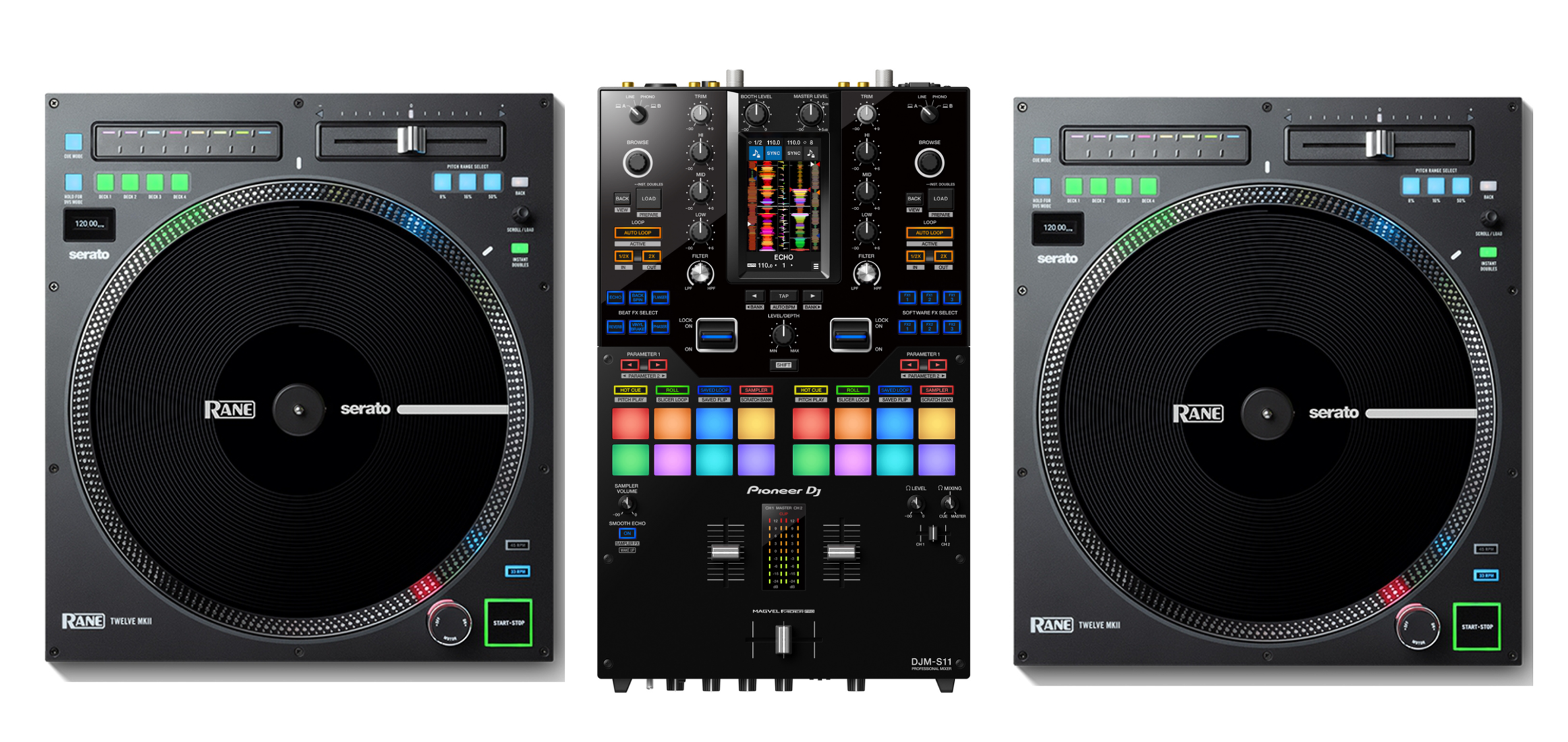 Pioneer DJ DJM-S11 + 2x Rane Twelve MKII Bundle