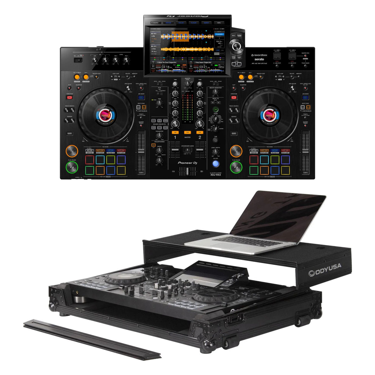 Pioneer DJ XDJ-RX3 + Odyssey FZGSPIXDJRX3WBL Flight Case Bundle