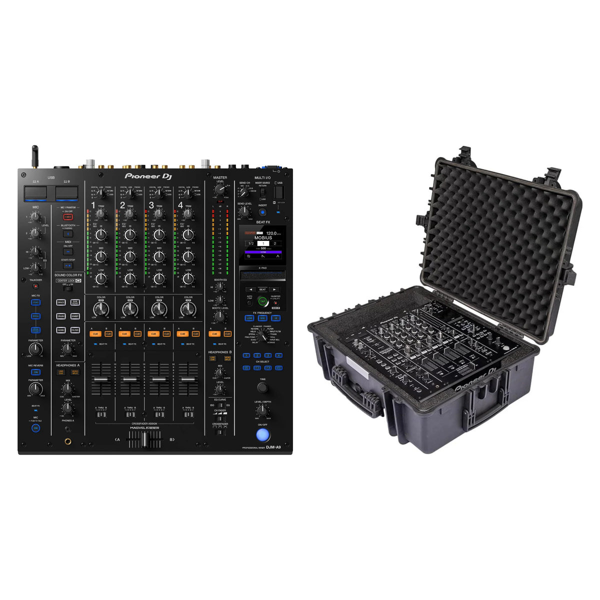 Pioneer DJ DJM-A9 + Headliner HL14001 Case Bundle