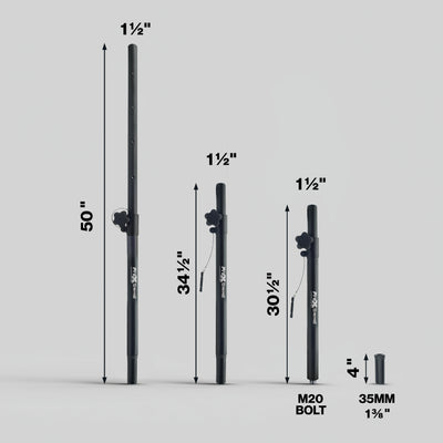 ProX Deluxe 20-inch Subwoofer Speaker Pole w/ M20 Threaded Mount 1 3/8 In. Adapter Cap