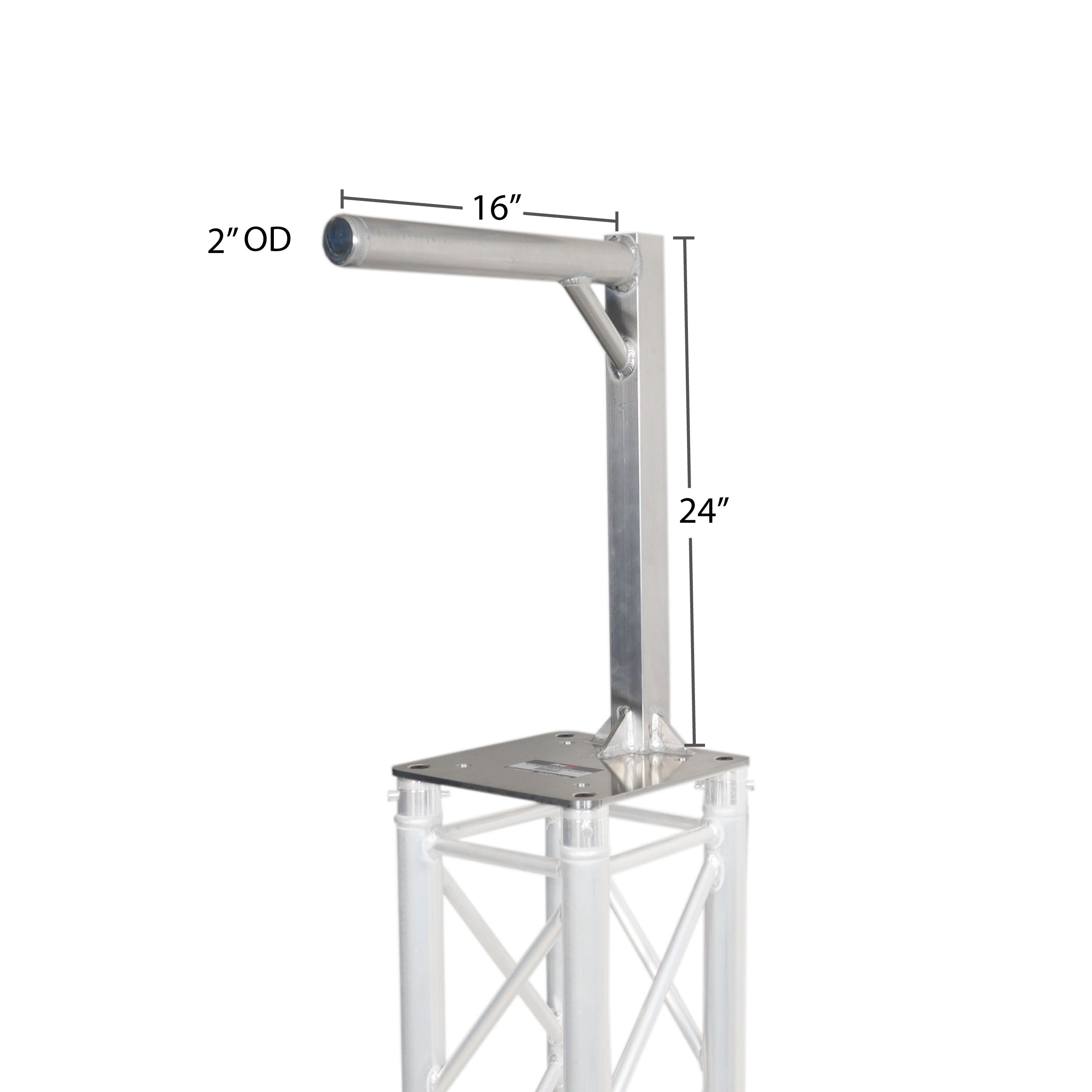 ProX Set of 2 Inverted Lighting Mount Top Plates with 24"H and 16"L, 2" OD Arm
