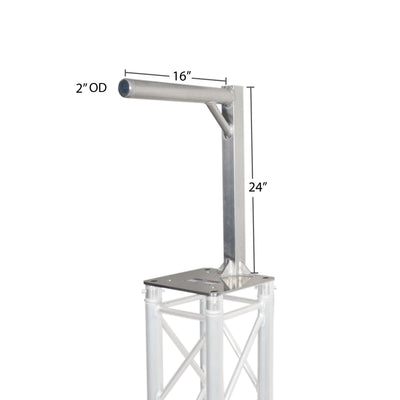 ProX Set of 2 Inverted Lighting Mount Top Plates with 24"H and 16"L, 2" OD Arm