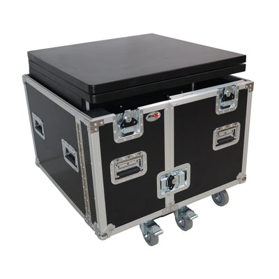 ProX Mobile Office Foldable Pro Desk Flight case Workstation 60x30" Table Top, Drawer and Wheels