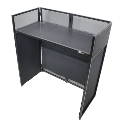ProX XF-VISTABLMK2 - VISTA DJ Booth Facade Table Station with White and Black Scrim kit and Padded Travel Bag | Black Hardware