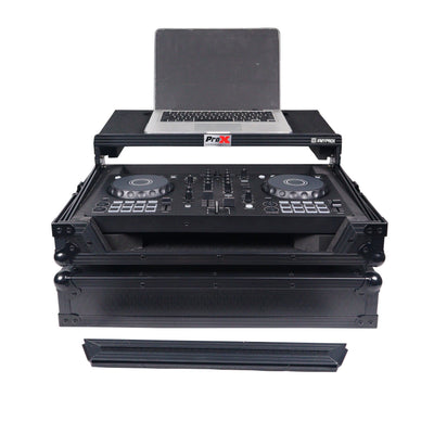 ProX X-DDJFLX4LTBL - ATA Flight Road Case For Pioneer DDJ-FLX4 DDJ-SB3 DDJ-400 DJ Controller with Laptop Shelf - Black