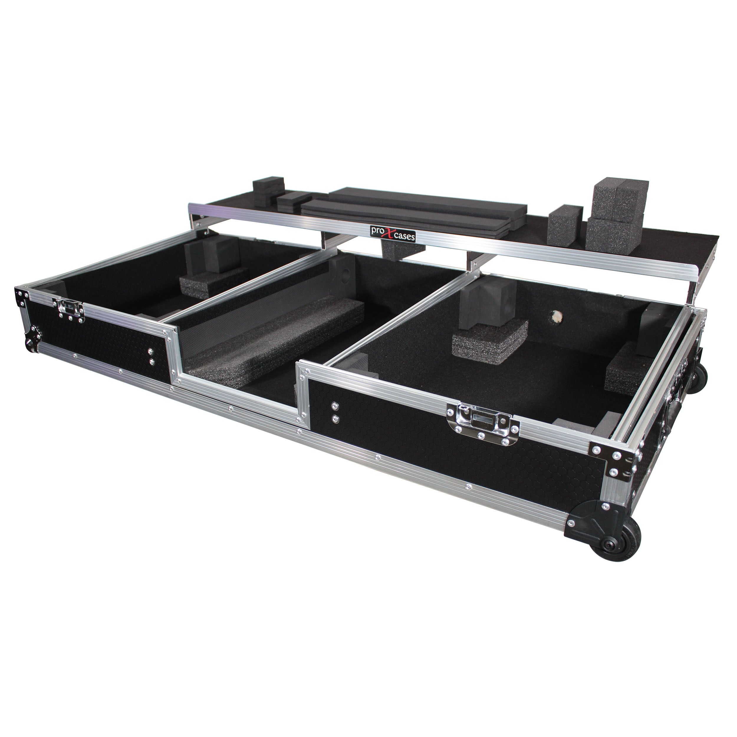 ProX XS-TMC1012WLTFBTL - Flight Coffin Case For Rane 72 Mixer and 2 Turntables in Battle Mode W-Laptop Shelf