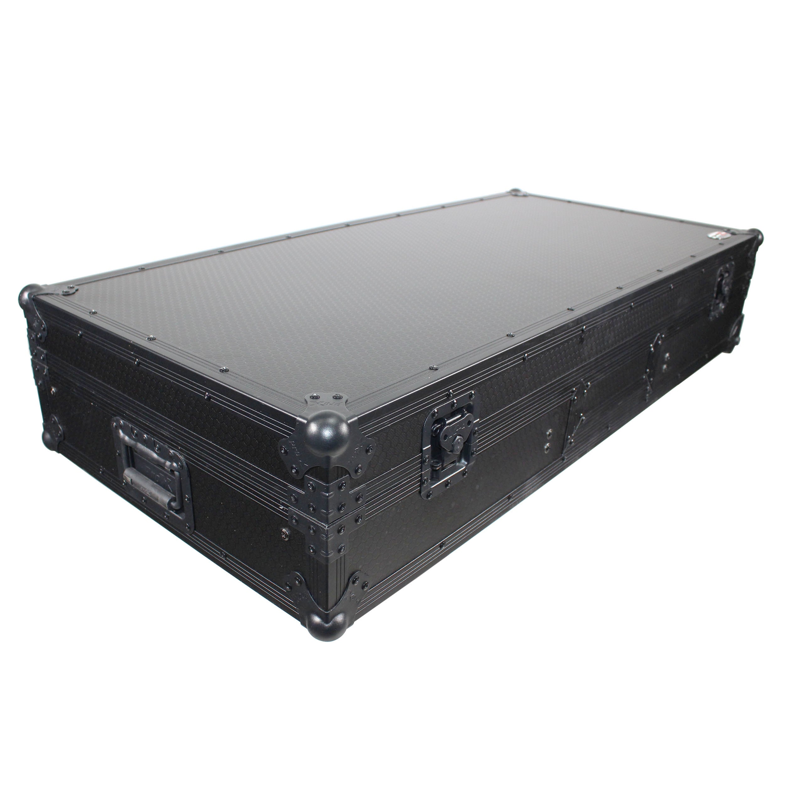 ProX XS-TMC1012WLTFBTLBL - Flight Coffin Case For 12" Rane 72 Mixer and 2 Turntables in Battle Mode W/ Laptop Shelf and Wheels Black on Black