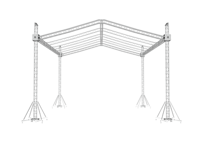 ProX F34 Stage Roofing Truss System with Ground Support Speaker Wings and Chain Hoists – 32 x 30 x 32 Ft.