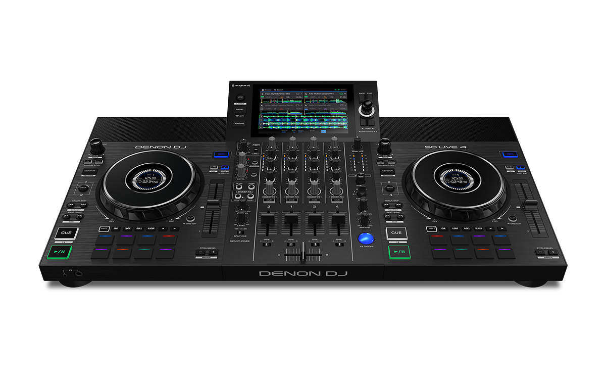 Denon DJ SC LIVE 4 - 4-Deck Standalone DJ Controller with 7” Touchscreen, Built-in Speakers, and Wi-Fi Connectivity