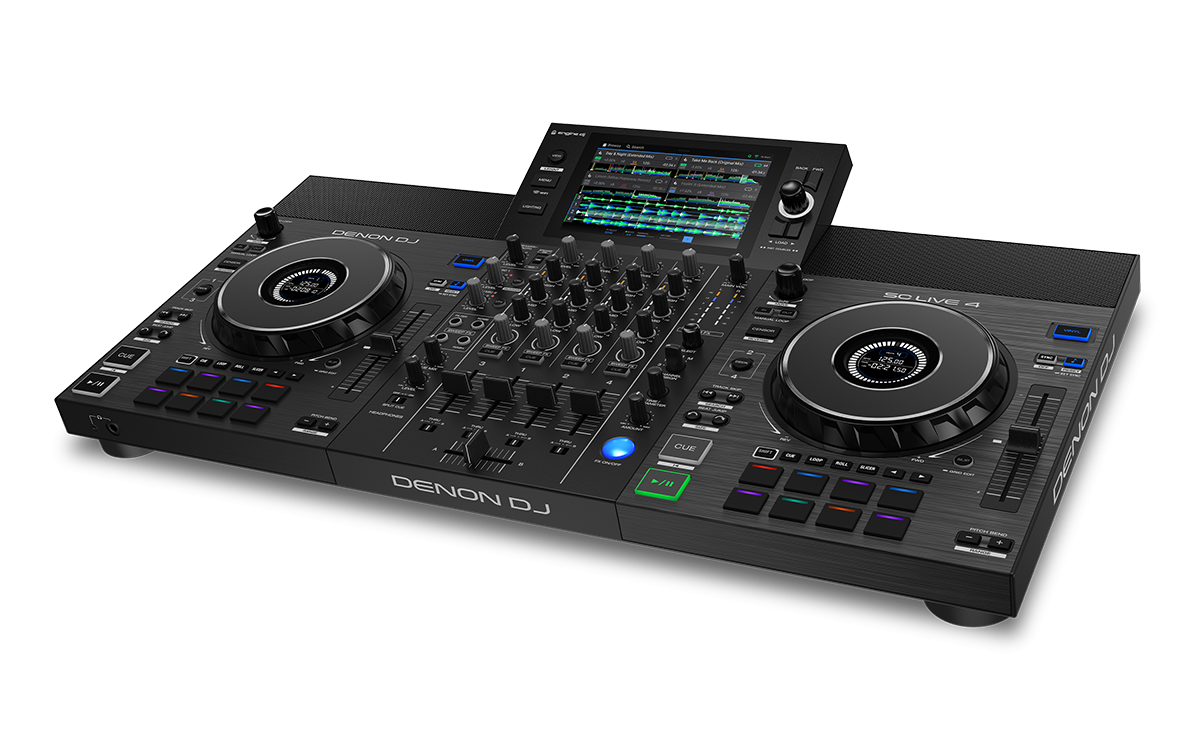 Denon DJ SC LIVE 4 - 4-Deck Standalone DJ Controller with 7” Touchscreen, Built-in Speakers, and Wi-Fi Connectivity