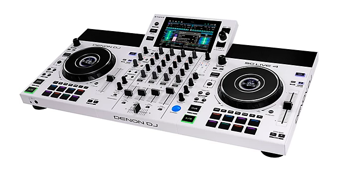 Denon DJ SC LIVE 4 WHITE - 4-Deck Standalone DJ Controller with 7” Touchscreen, Built-in Speakers, and Wi-Fi Connectivity (Limited White Edition)