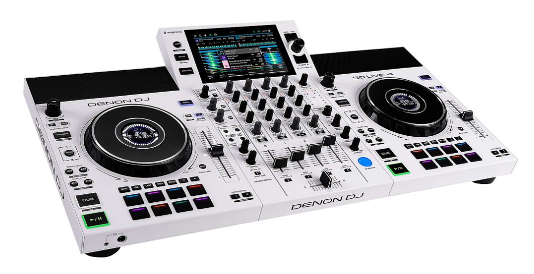 Denon DJ SC LIVE 4 WHITE - 4-Deck Standalone DJ Controller with 7” Touchscreen, Built-in Speakers, and Wi-Fi Connectivity (Limited White Edition)
