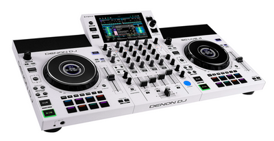Denon DJ SC LIVE 4 WHITE - 4-Deck Standalone DJ Controller with 7” Touchscreen, Built-in Speakers, and Wi-Fi Connectivity (Limited White Edition)