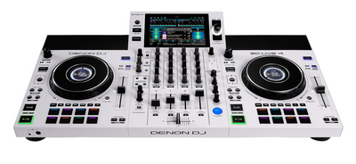Denon DJ SC LIVE 4 WHITE - 4-Deck Standalone DJ Controller with 7” Touchscreen, Built-in Speakers, and Wi-Fi Connectivity (Limited White Edition)