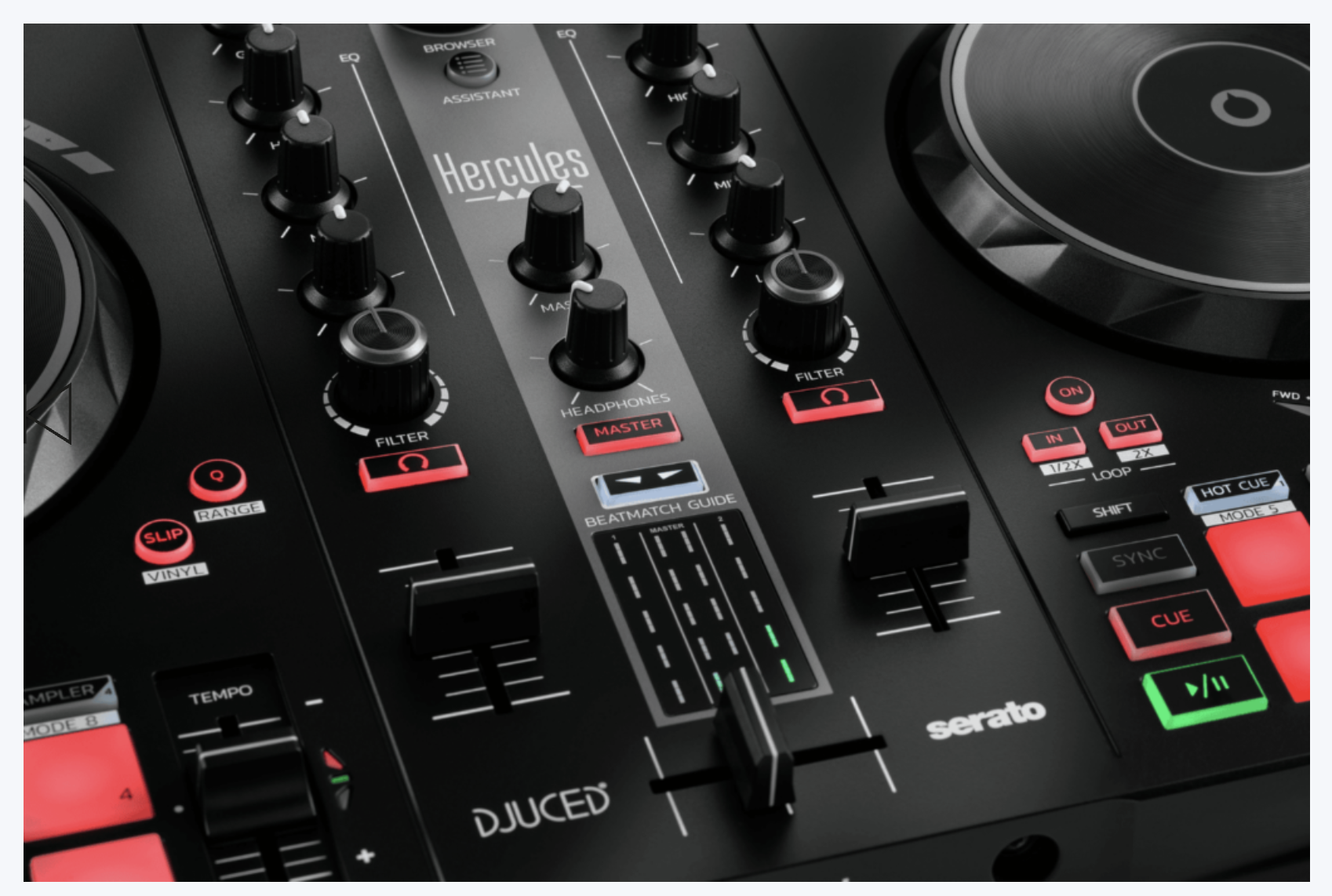 Hercules DJ Control Inpulse 300 MK2 - 2-Channel DJ Controller for Serato & Djuced with Built-in-light Guides for Learning DJs