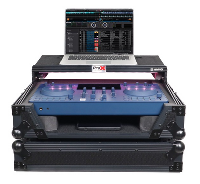 ProX XS-OMNISDUOLTBLLED - ATA Flight Case For Pioneer AlphaTheta OMNIS-DUO DJ Controller with Laptop Shelf and LED All Black
