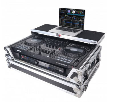 ProX XS-DDJFLX10WLT - Flight Style Road Case For Pioneer DDJ-FLX10 or DDJ-GRV6 DJ Controller with Laptop Shelf 1U Rack Space and Wheels