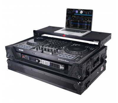 ProX XS-DDJFLX10WLTBLLED - ATA Flight Style Road Case For Pioneer DDJ-FLX10 or DDJ-GRV6 with Laptop Shelf 1U Rack Space Wheels and LED Black Finish