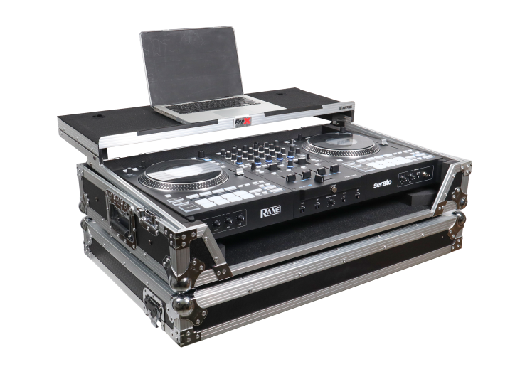 ProX XS-RANEFOURWLT - ATA Flight Style Road Case For RANE Four or RANE Performer DJ Controller with Laptop Shelf 1U Rack Space and Wheels